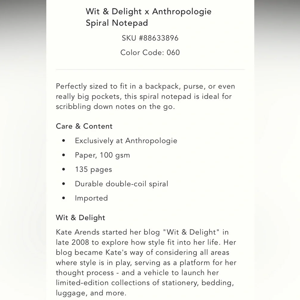 Wit & Delight X‎ Anthropologie note pad and calendar set